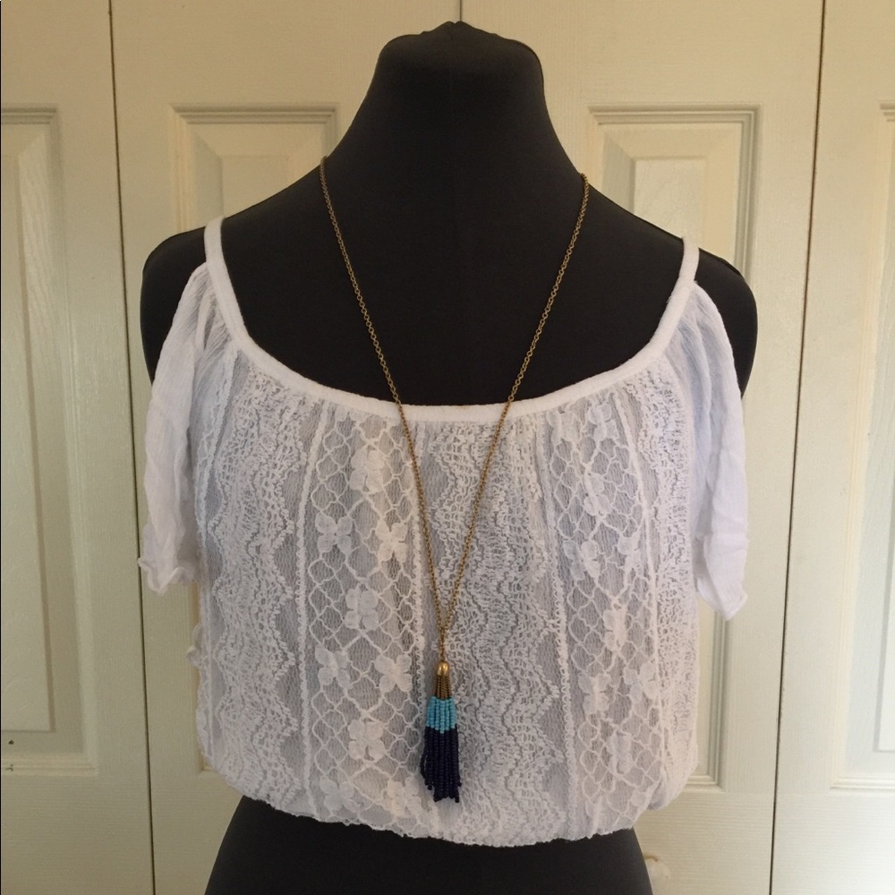 Hollister White lace Crop top
